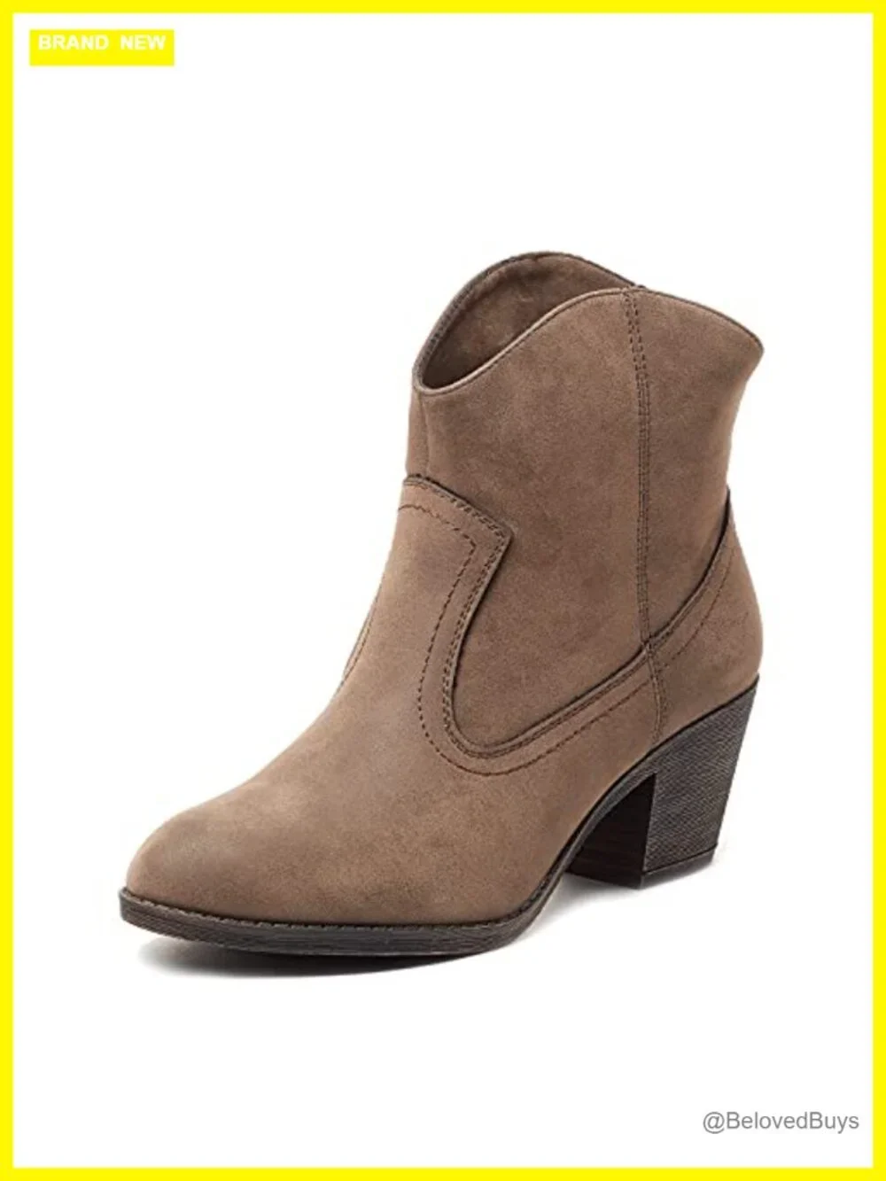 Ankle-length Western Boot with Stacked Heel and Cushioned Footbed